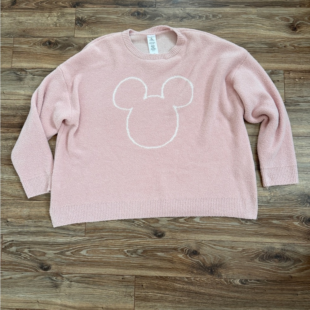 Disney Parks Blush Pink Super Soft Sweater With Mickey Head Outline 2X